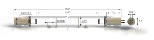 Бактерицидные амальгамные лампы бактерицидные высокой мощности с кварцевым стеклом Zercale Amalgam